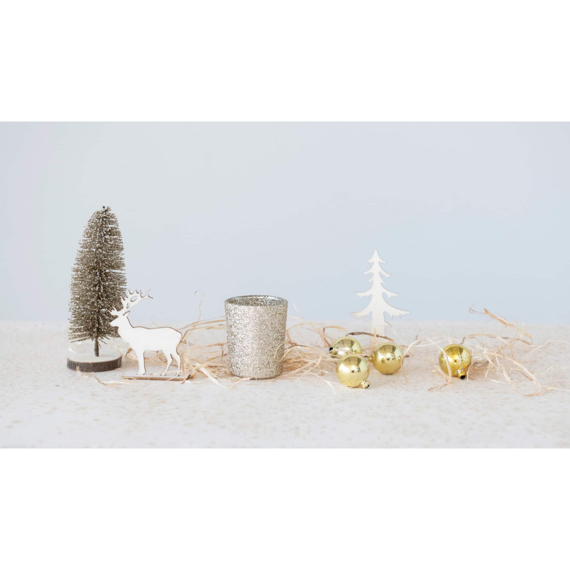 Hello Honey® 8 Piece Gold Christmas Ornaments, Candle & Woodland Icons Candle Garden Kit
